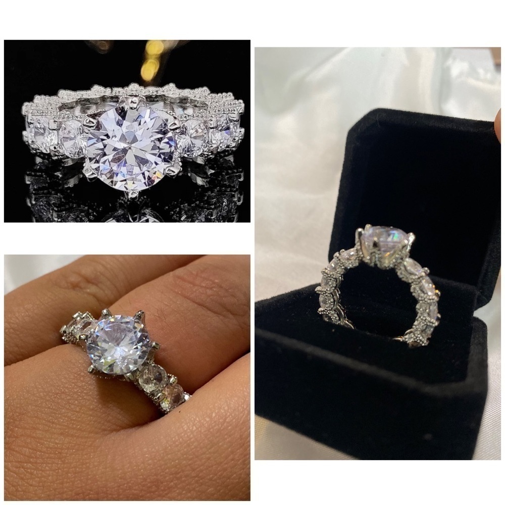 Luxurious Vintage Style Exaggerated Zirconia Ring Size 10 - Picture 2 of 8